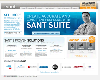Screenshot of Sant Website Homepage