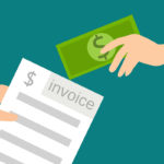 An illustration of an invoice being traded for a cash payment.