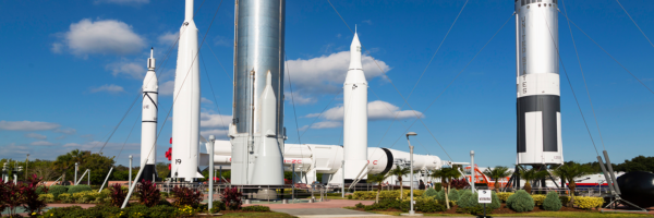 A picture of rockets at the Kennedy Space Center in Florida