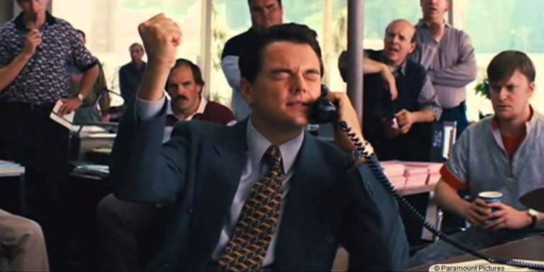 In Wolf of Wall Street, Leonardo DiCaprio successfully closes sales deals by cold calling