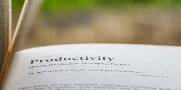 A book open to the definition of productivity.