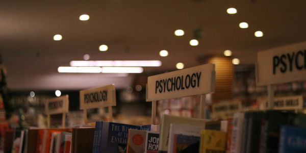 A Psychology sign in a bookstore.