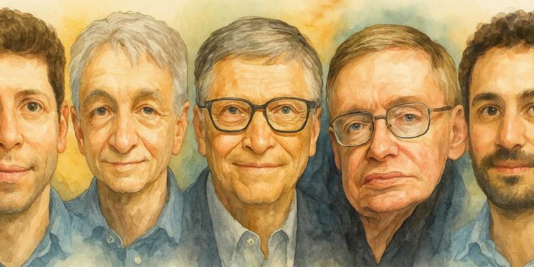 Five historic men in a line.